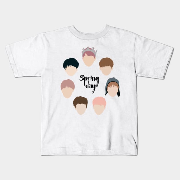 BTS Spring Day Kids T-Shirt by ZeroKara